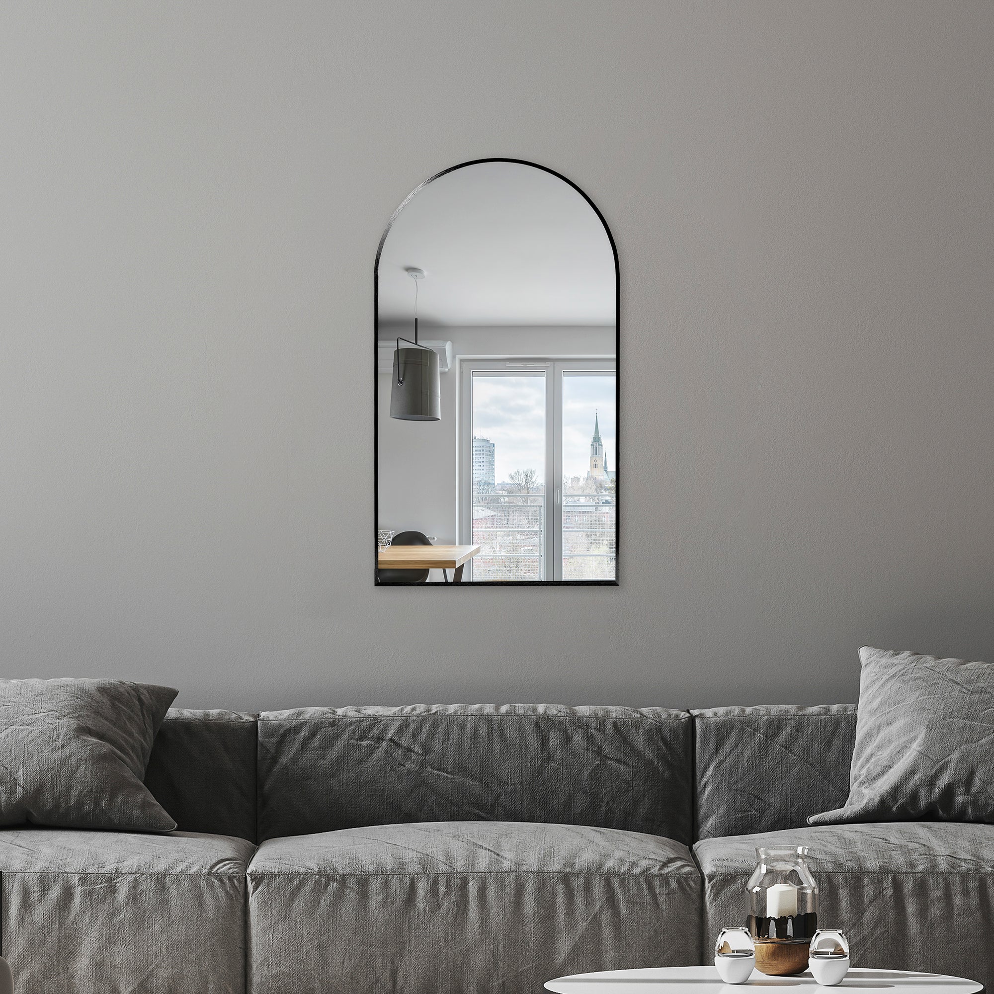 Naomi 80cm Arched Wall Mirror Black product image 5