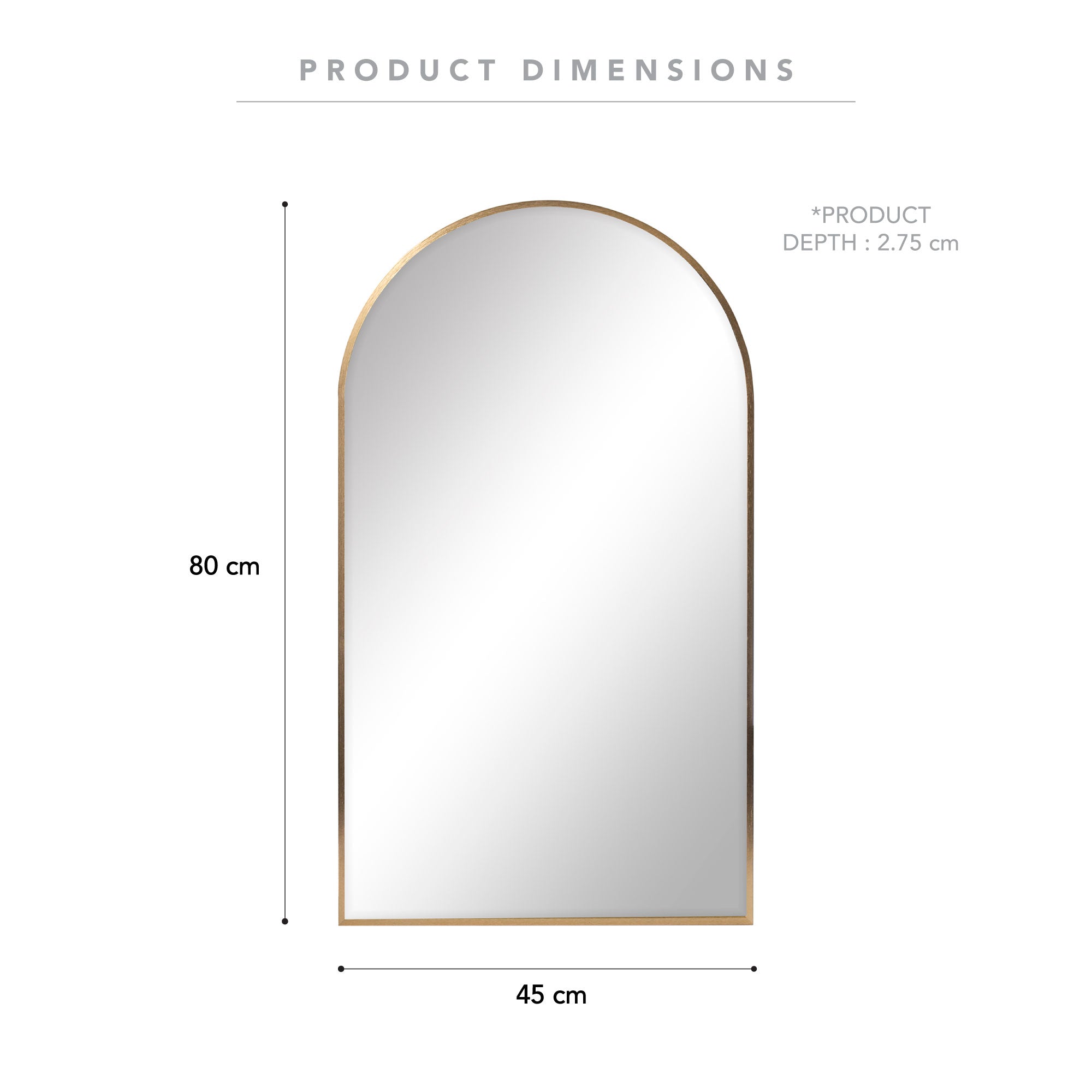 Naomi 80cm Arched Wall Mirror Gold product image 4