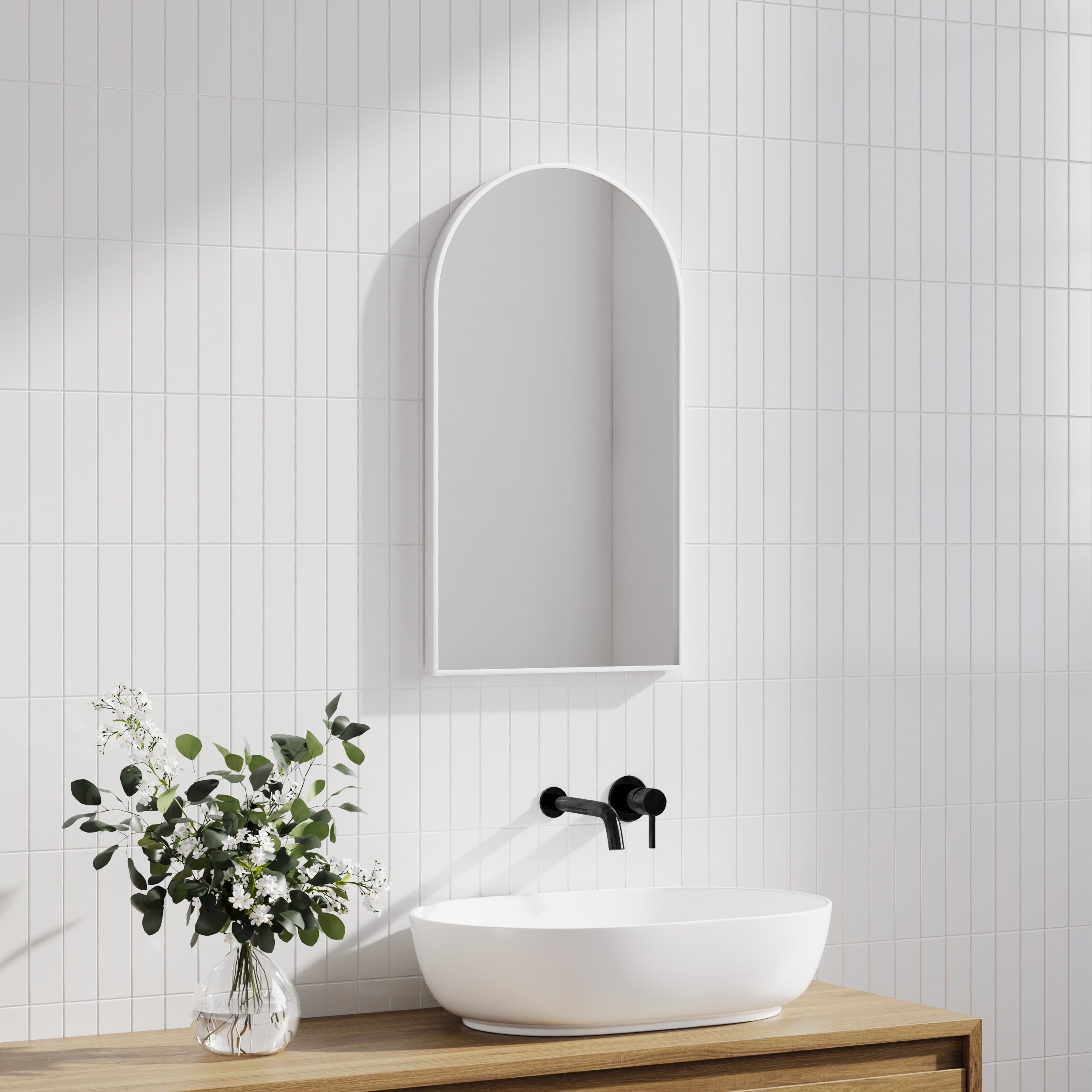 Naomi 80cm Arched Wall Mirror White lifestyle image