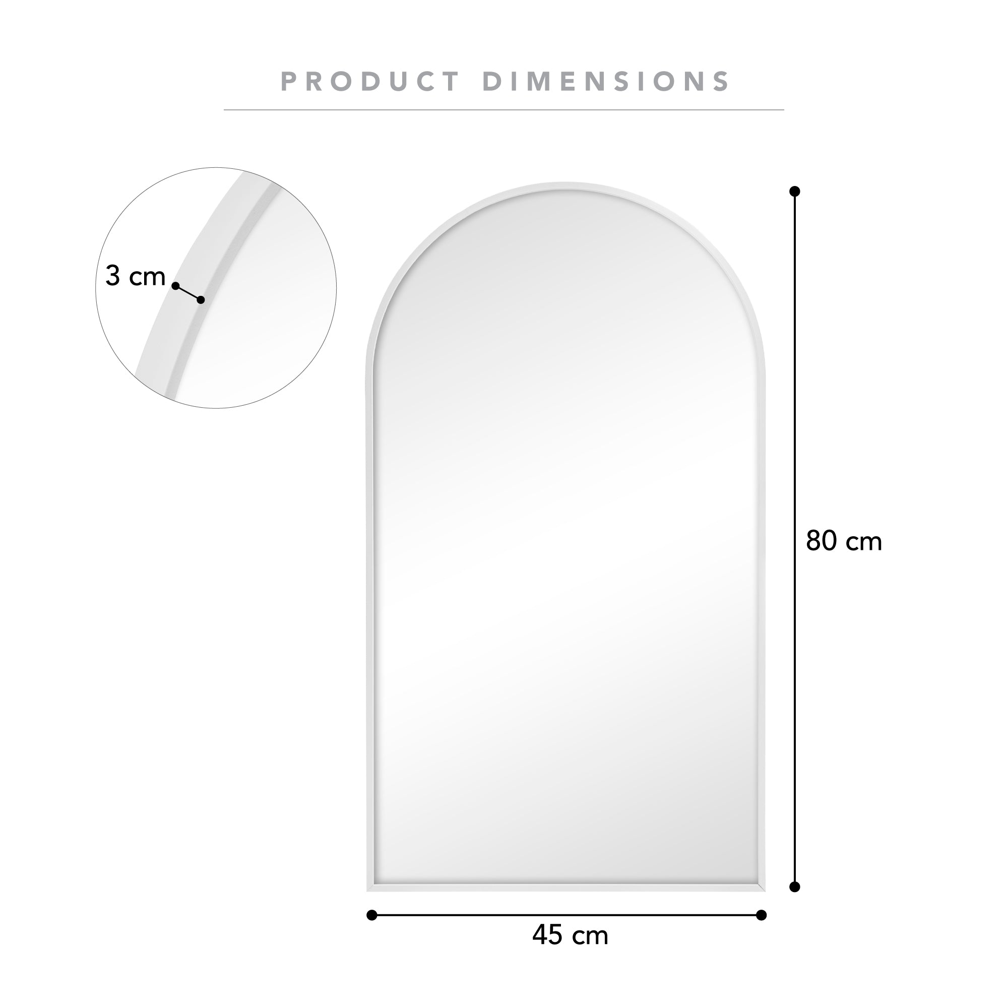 Naomi 80cm Arched Wall Mirror White product image 3