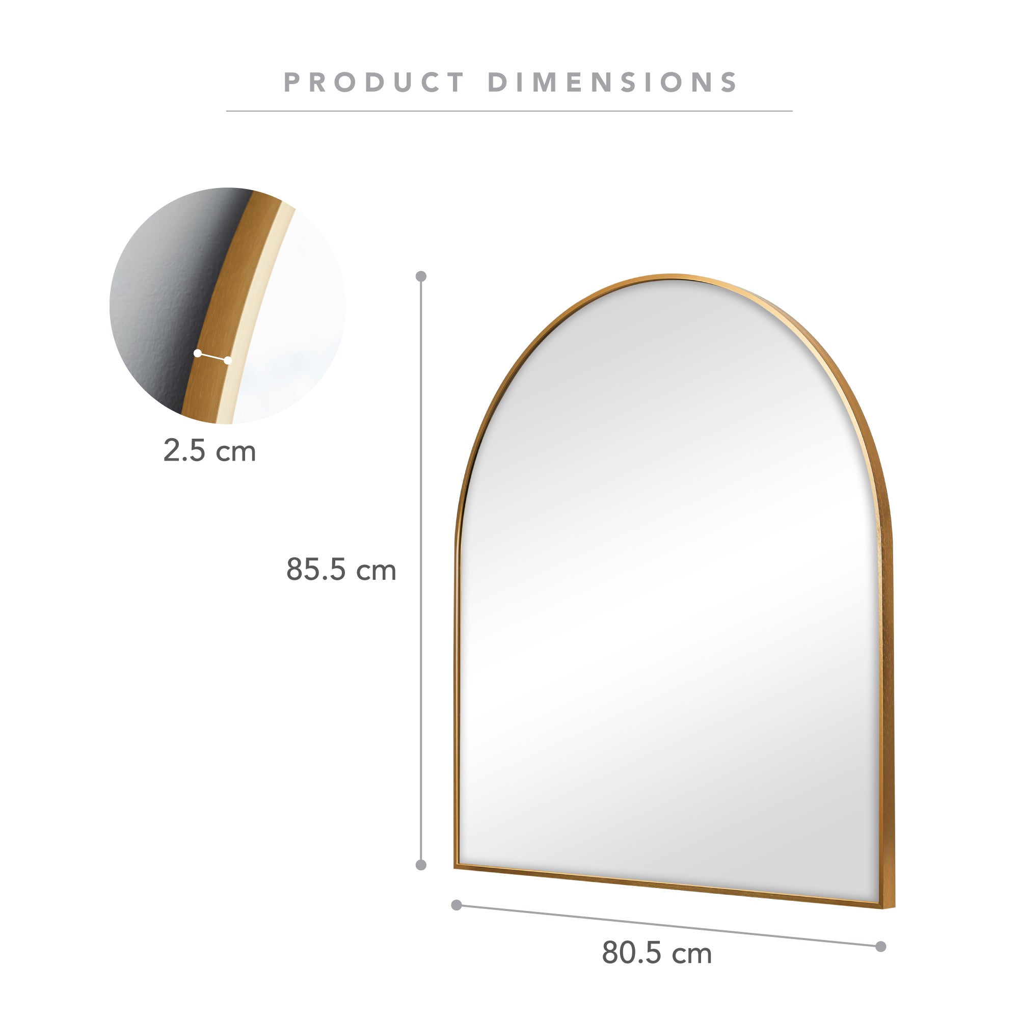 85cm Naomi Large Arch Mirror Gold product image 3