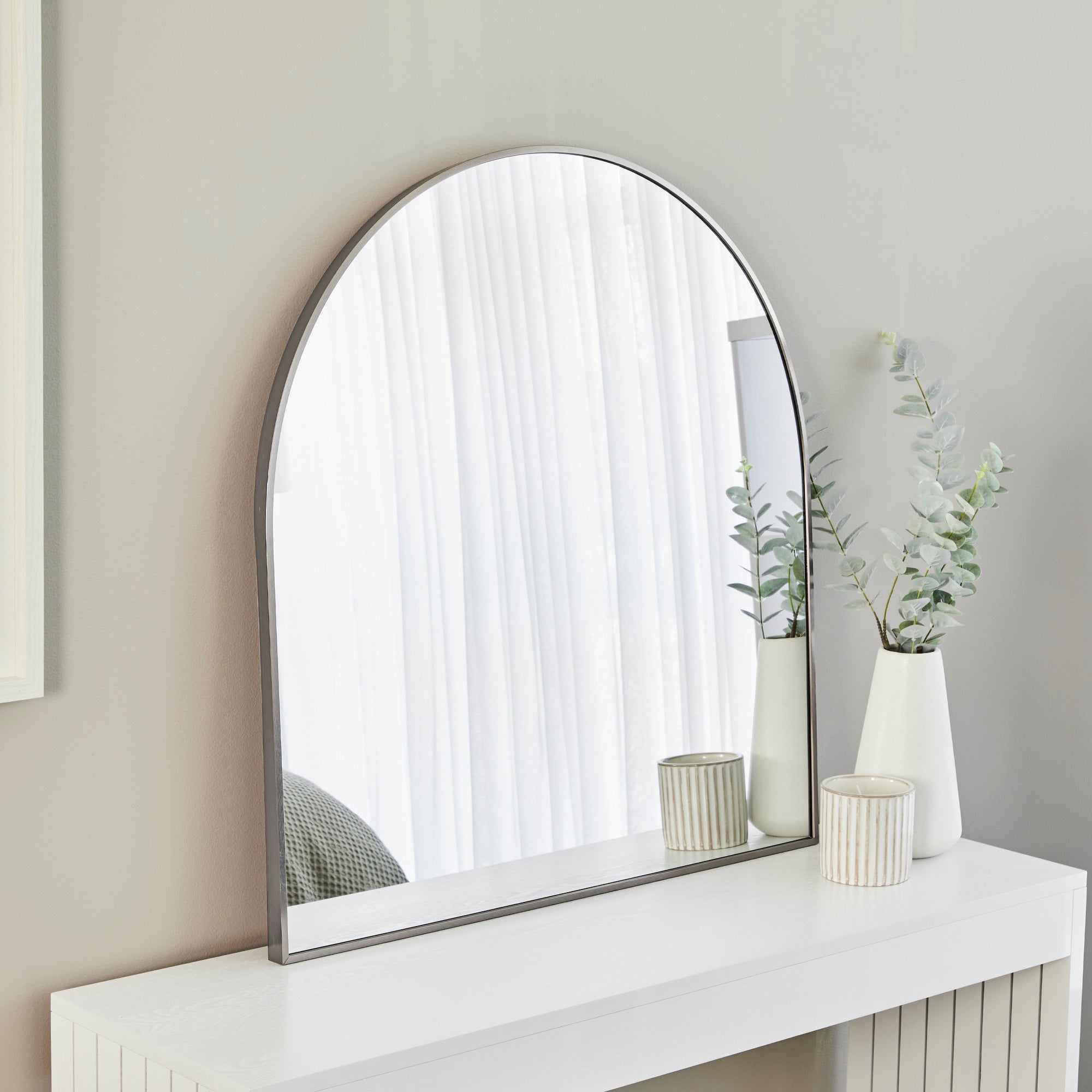 Naomi 85cm Large Arch Mirror Gunmetal lifestyle image