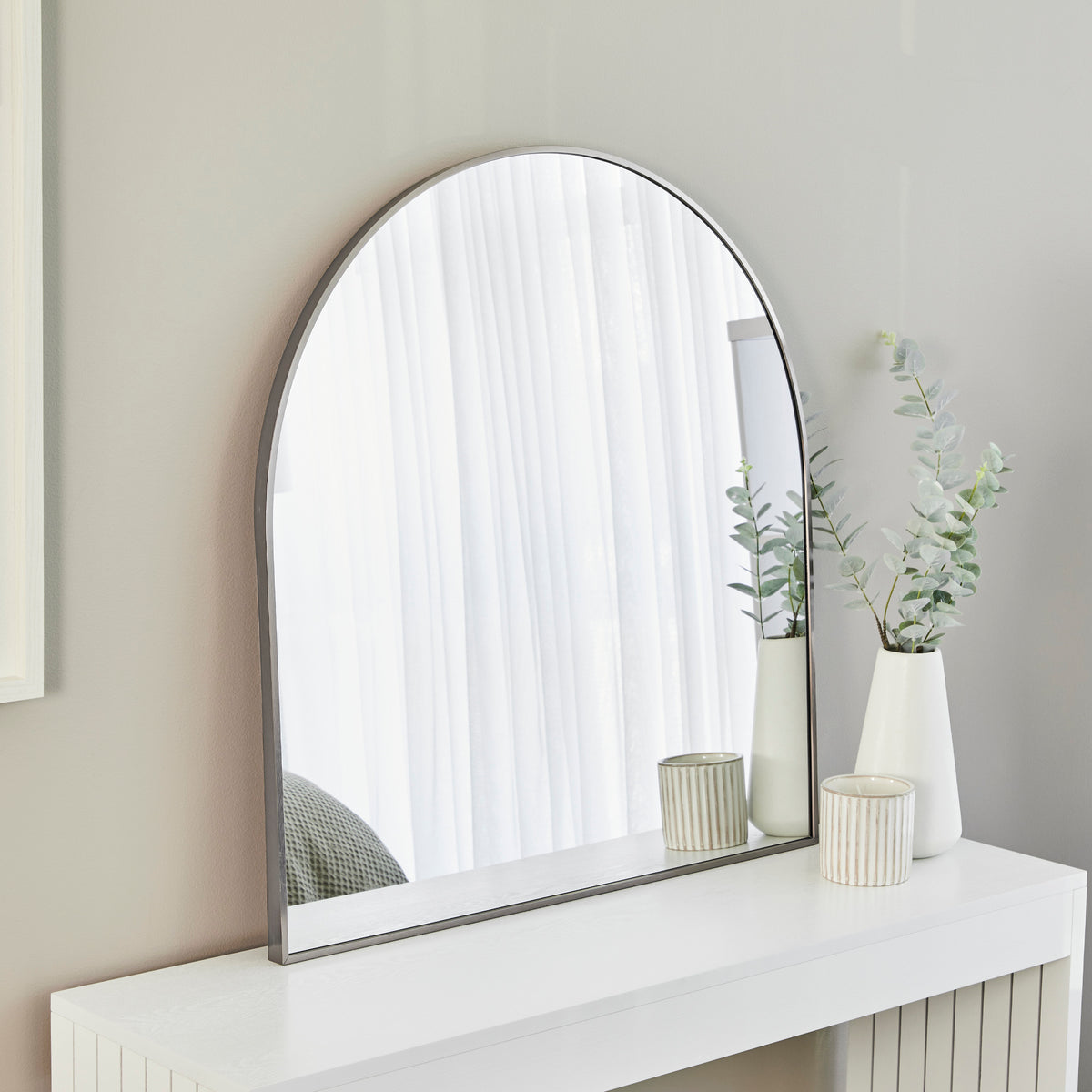 Naomi 85cm Large Arch Mirror Gunmetal lifestyle image