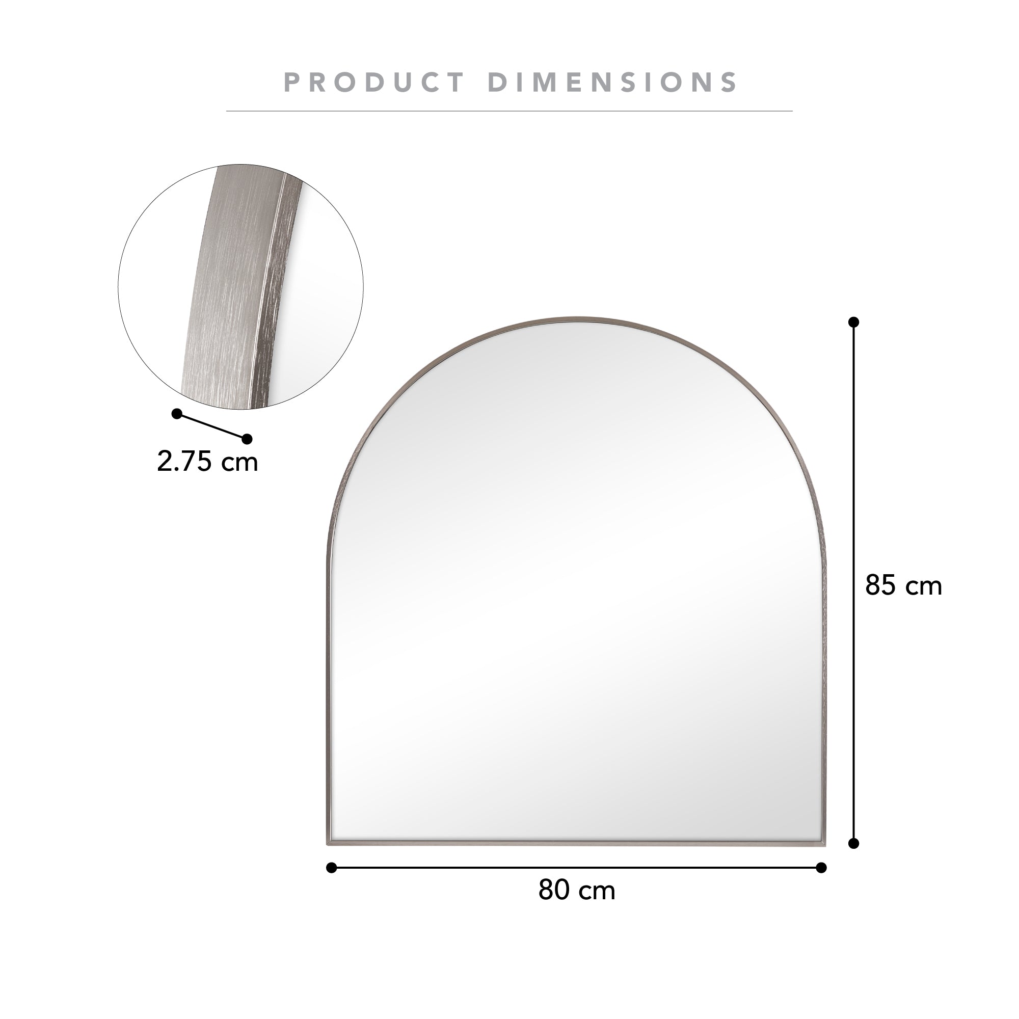 Naomi 85cm Large Arch Mirror Gunmetal product image 3