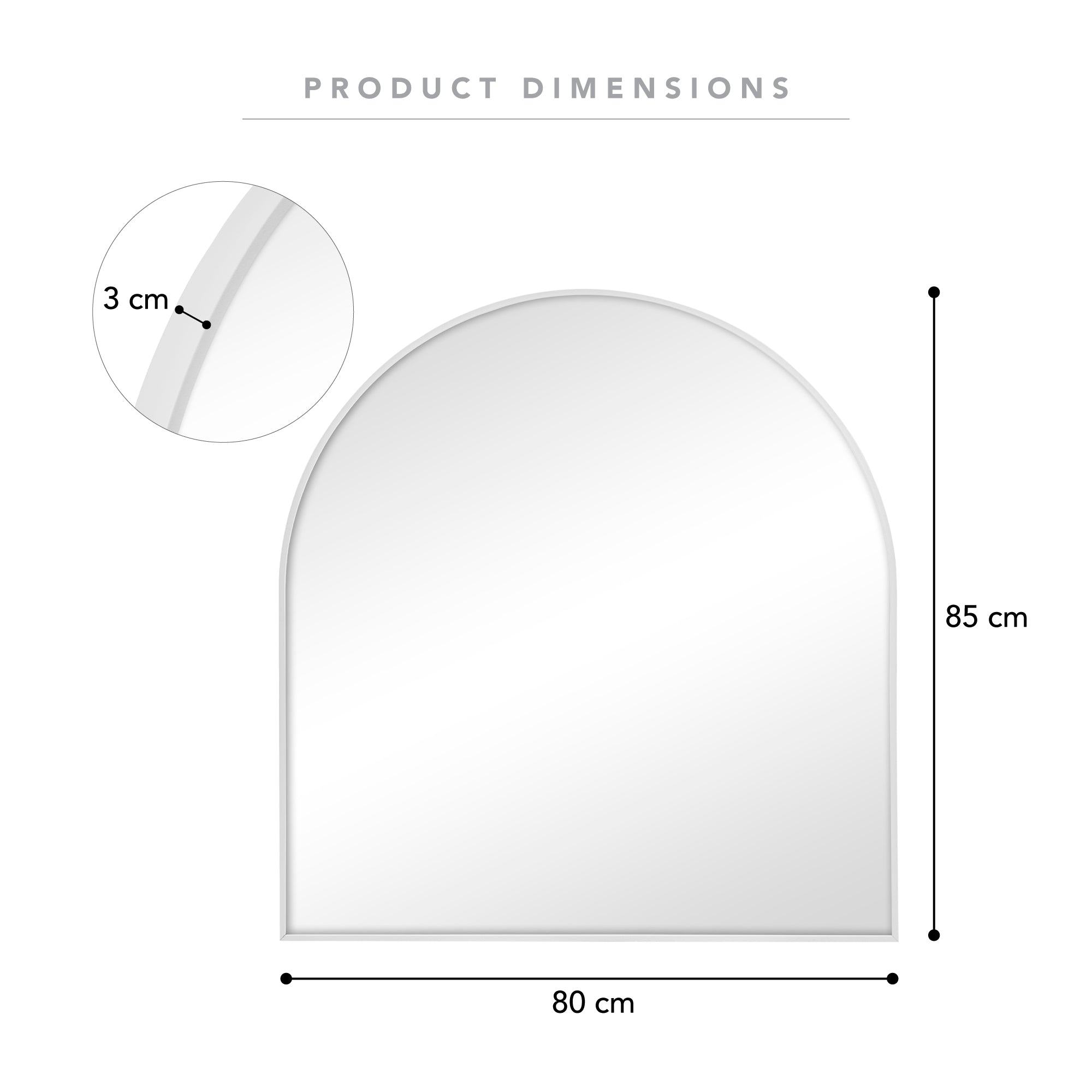 Naomi 85cm Arched Mirror White product image 3