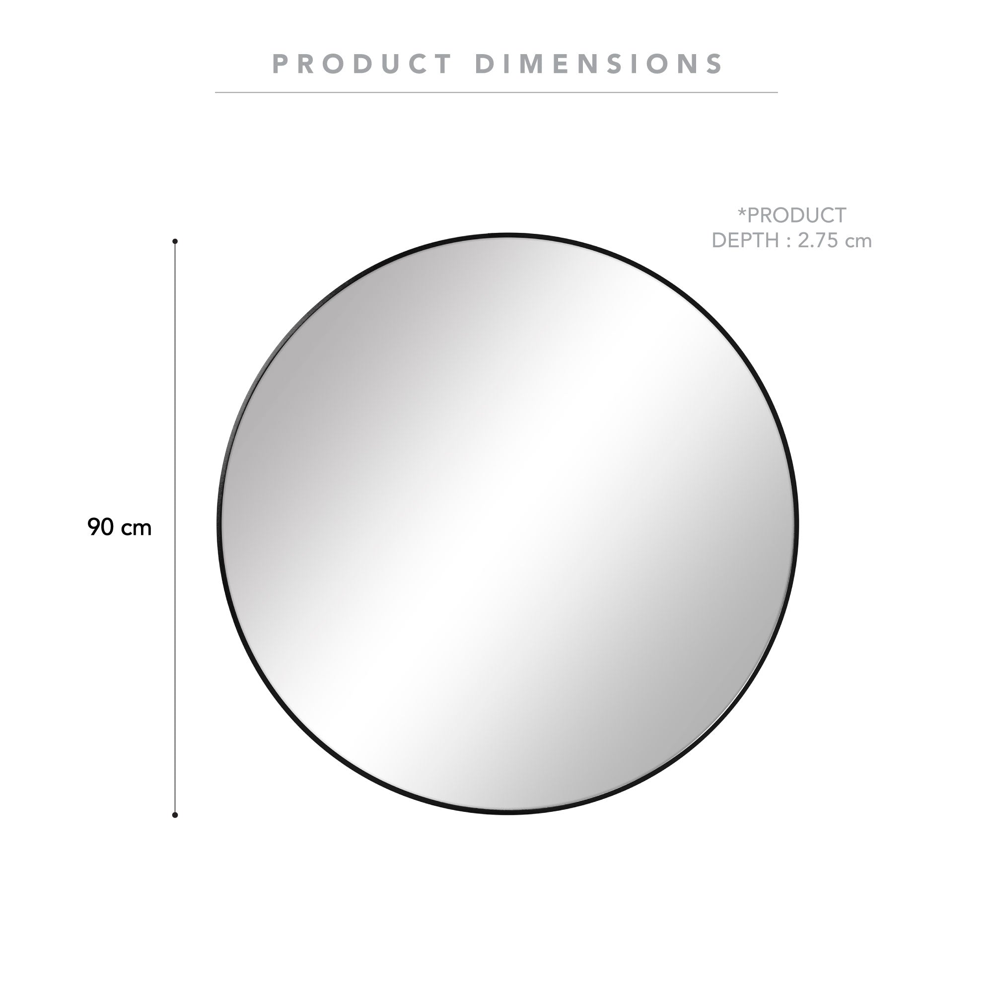 Linda 90cm Round Wall Mirror Black product image 4