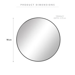 Linda 90cm Round Wall Mirror Black product image 4