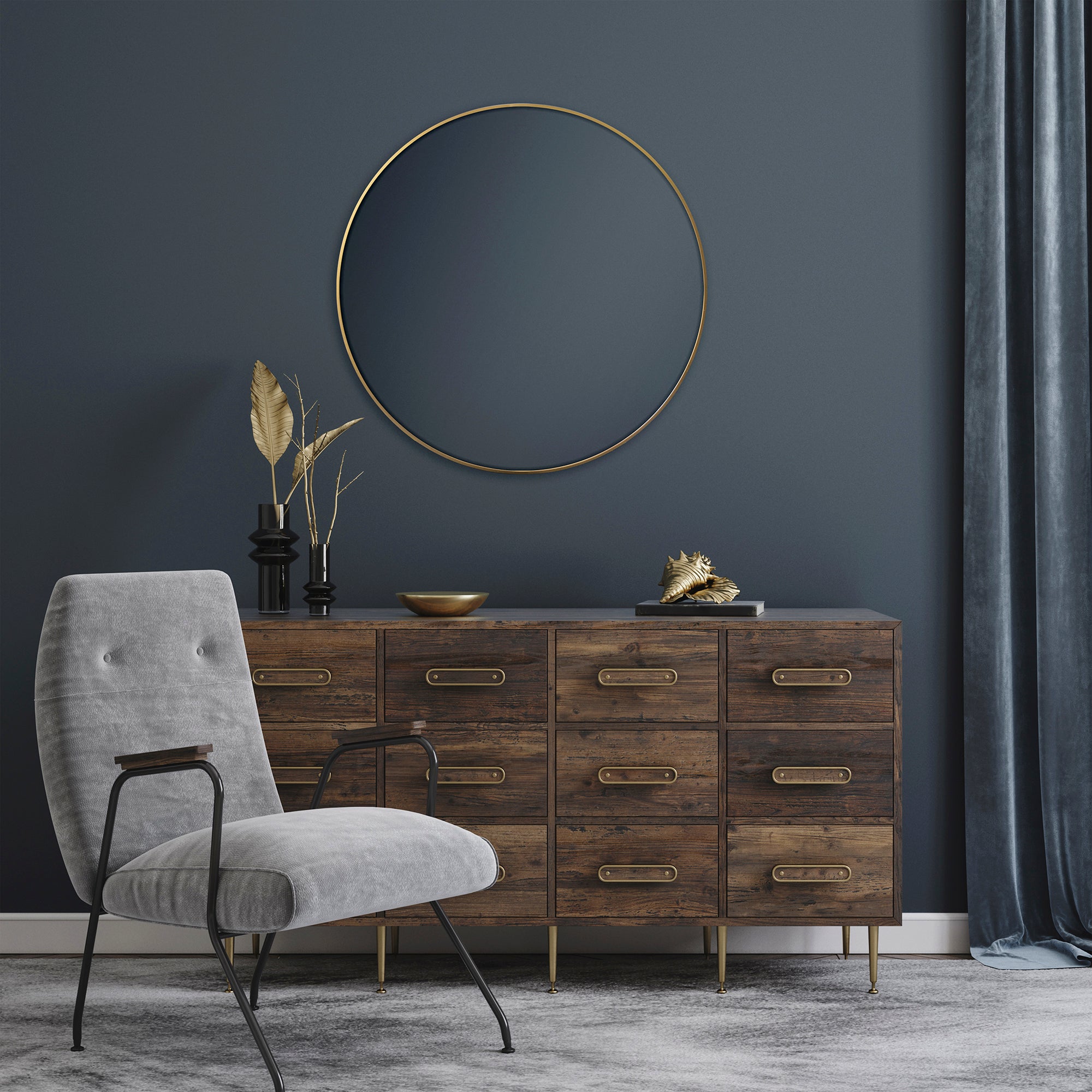 Linda 90cm Round Wall Mirror Gold product image 5