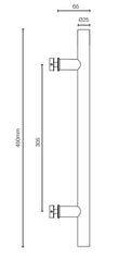 NORSK Single Pull Handle - BLACK or SATIN, 450mm long