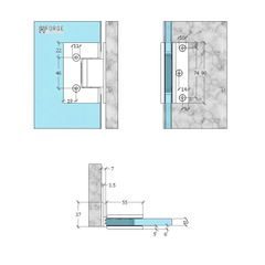 FORGE BLACK SHOWER HINGE GLASS TO WALL L-SHAPE 90 Degrees 10mm Glass - BRUSHED BRONZE
