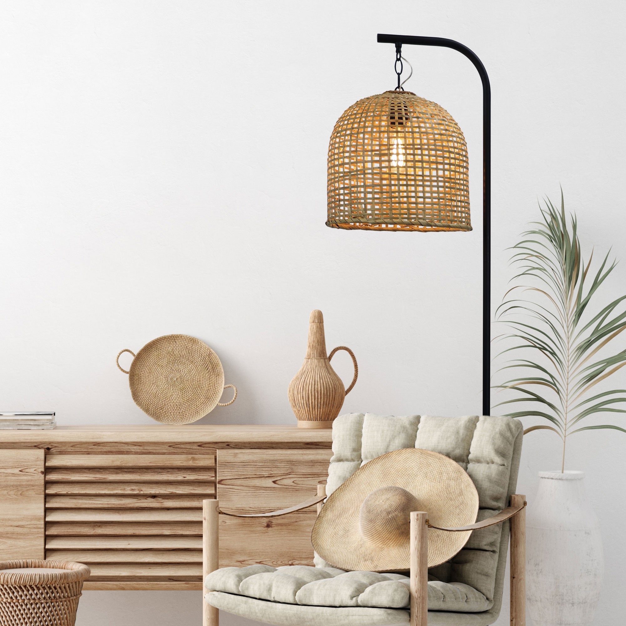 Jess Complete Base and Shade Floor Lamp styled in a room