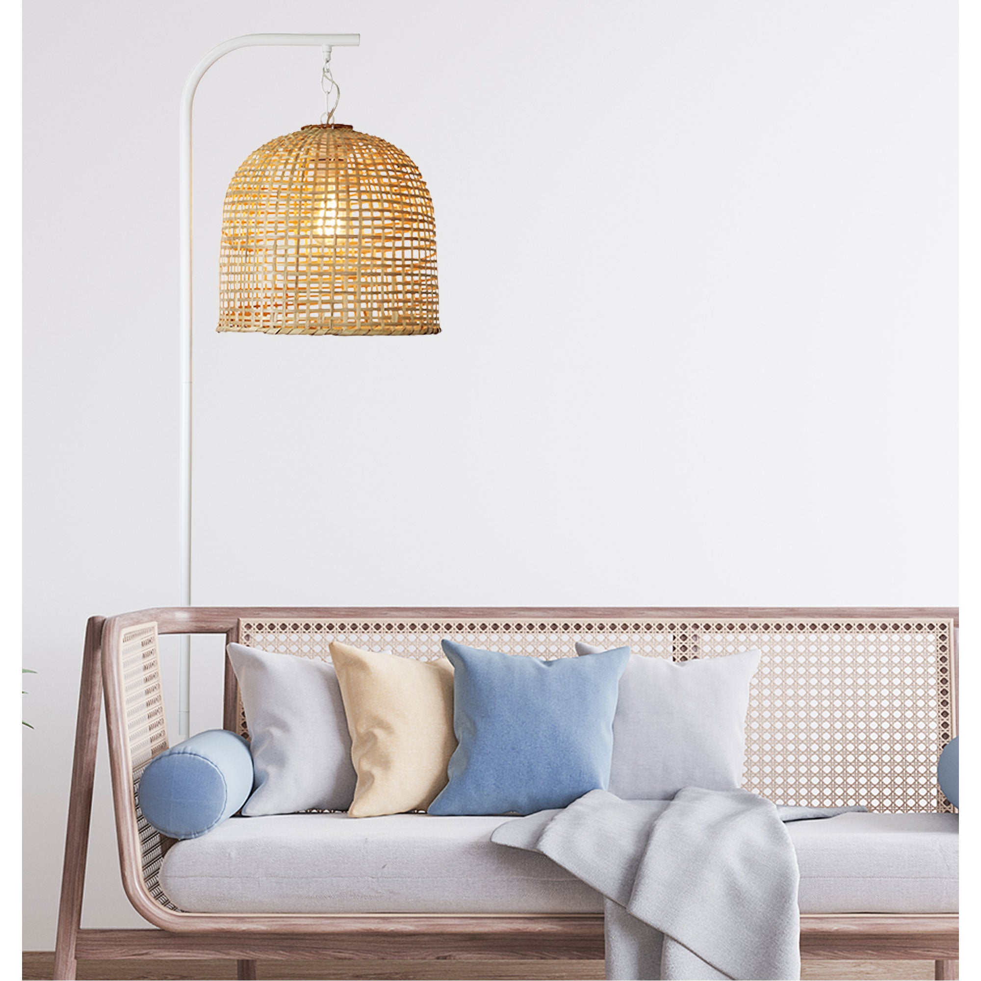 Jess Complete Base and Shade Floor Lamp styled in a room