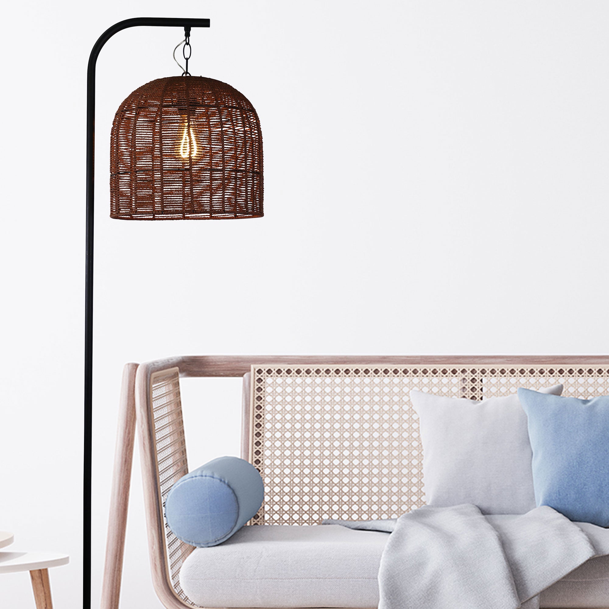 Jess Complete Base and Shade Floor Lamp styled in a room