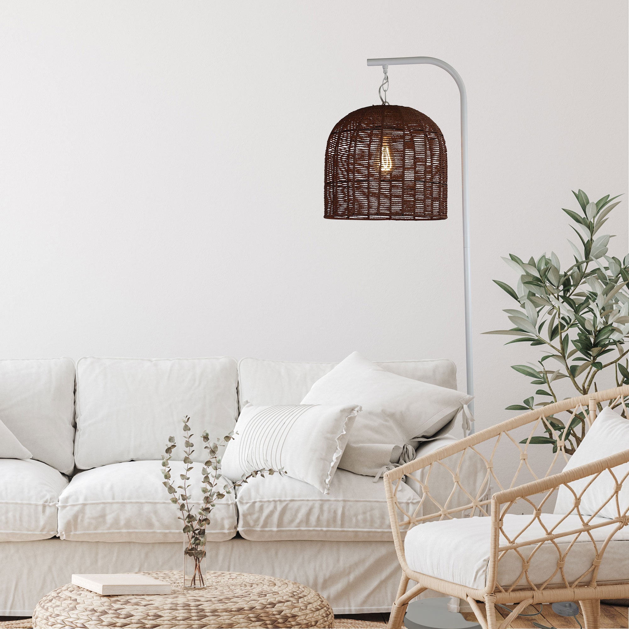 Jess Complete Base and Shade Floor Lamp styled in a room