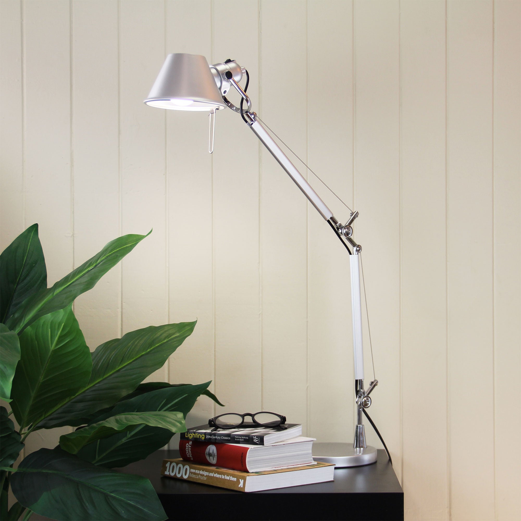 Forma Retro Styled Adjustable Desk Lamp Silver styled in a room
