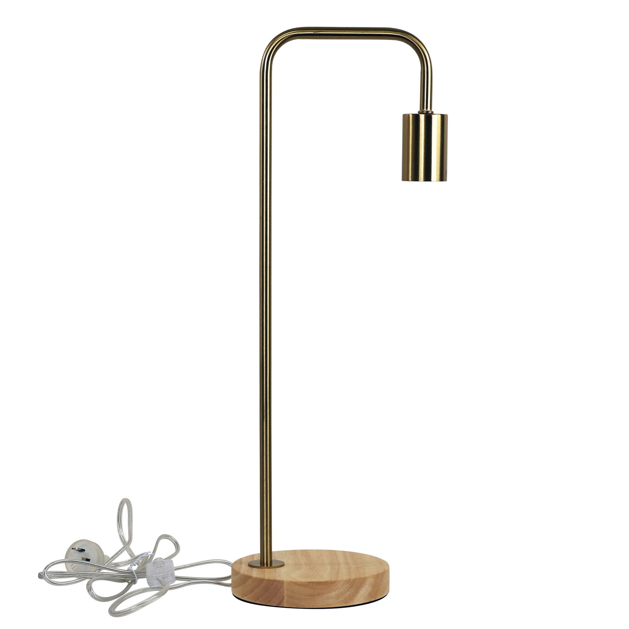 Lane Scandi Table Lamp Brushed Brass with Timber product image 2