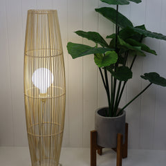 Matram Rattan Cane Floor Lamp styled in a room