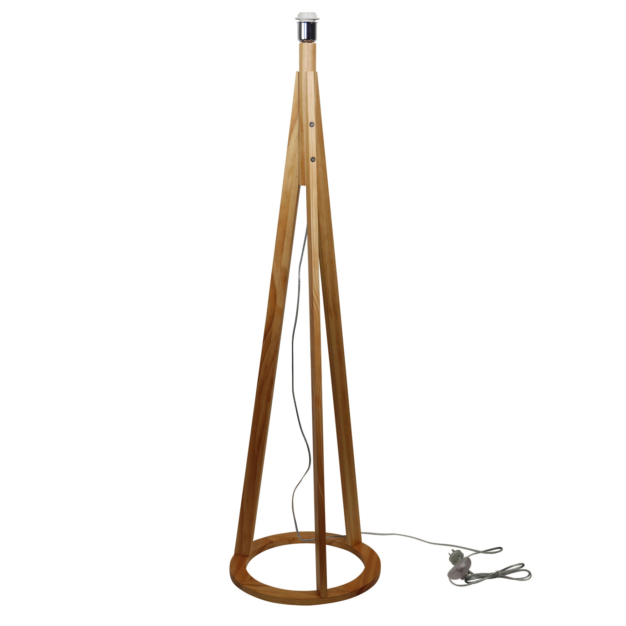 Stabb Natural Timber base only E27 Floor Lamp styled in a room