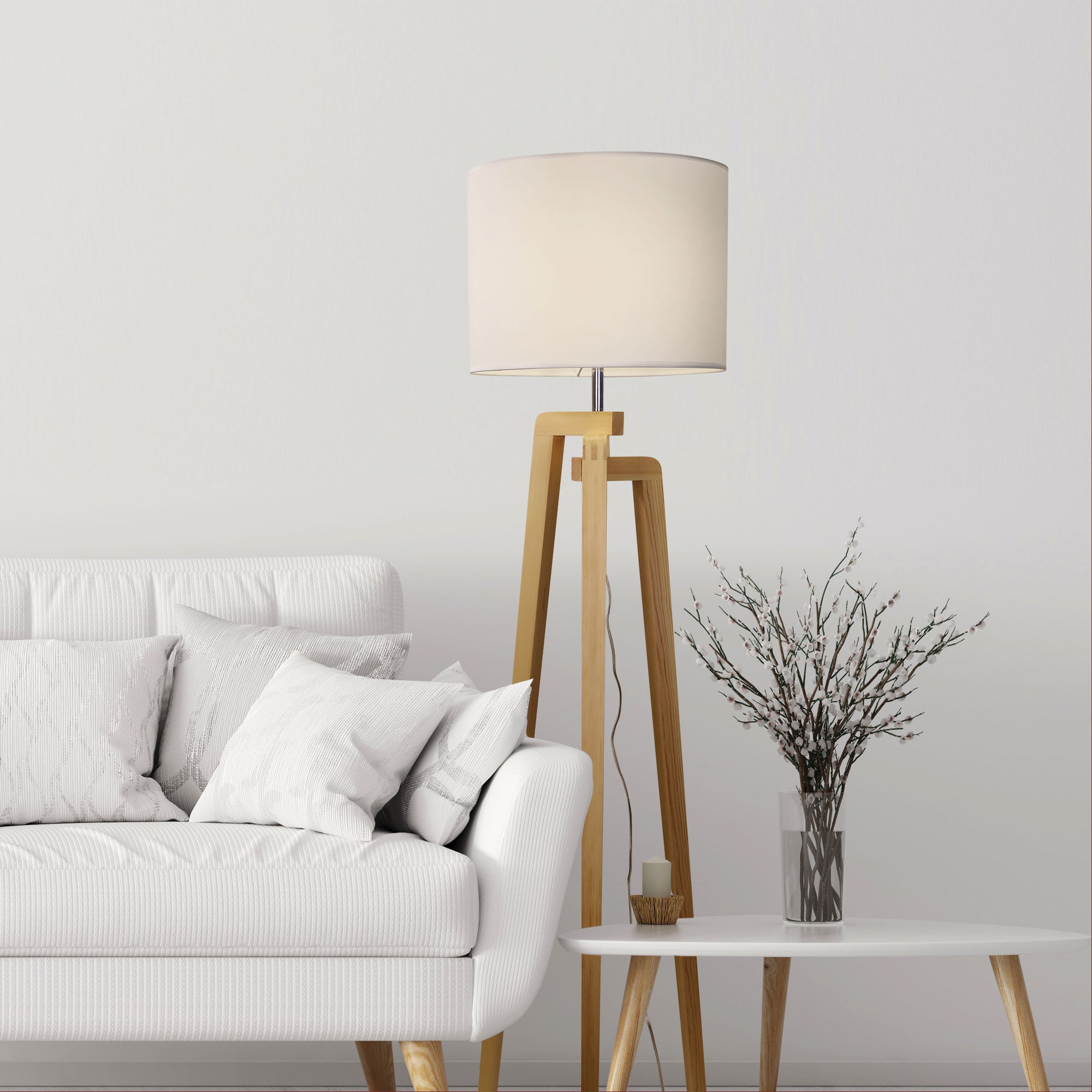 Lund Complete Scandi Timber Tripod Floor Lamp product image 2