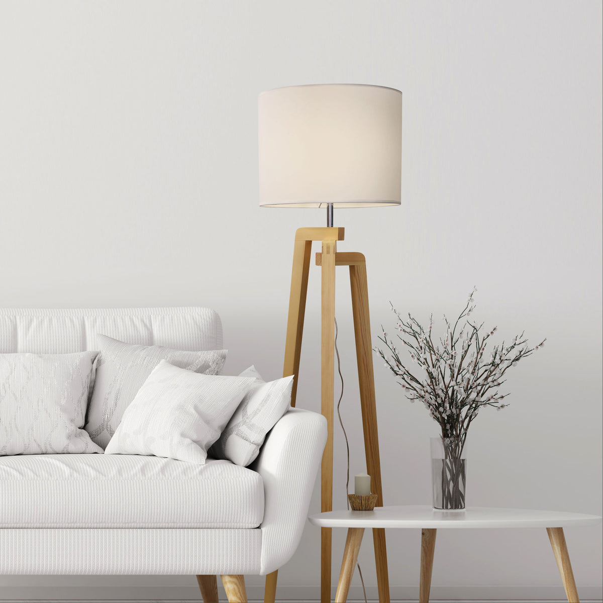 Lund Complete Scandi Timber Tripod Floor Lamp product image 2