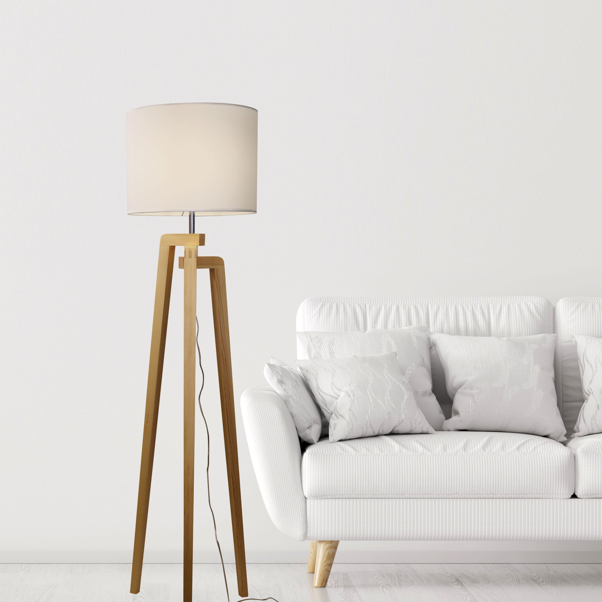Lund Complete Scandi Timber Tripod Floor Lamp product image 5