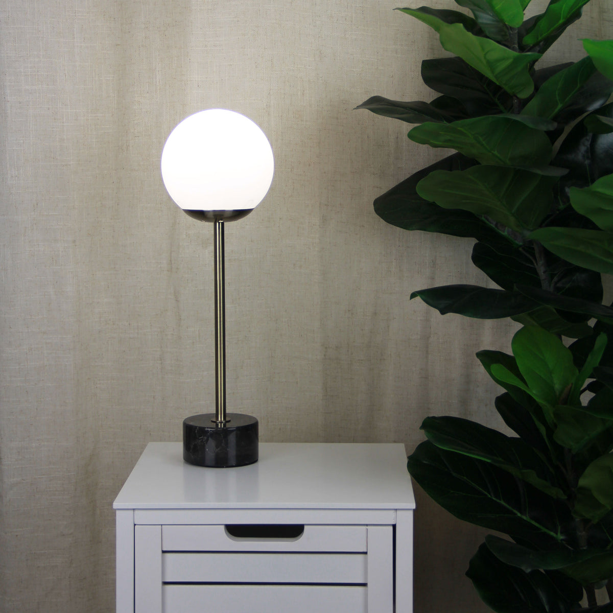 Milton Classic Marble Art Deco Table Lamp styled in a room