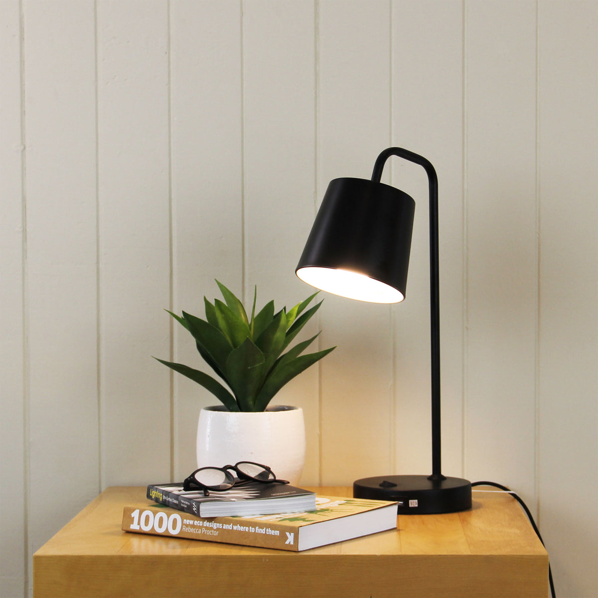 Henk Metal Desk Lamp with USB Socket styled in a room