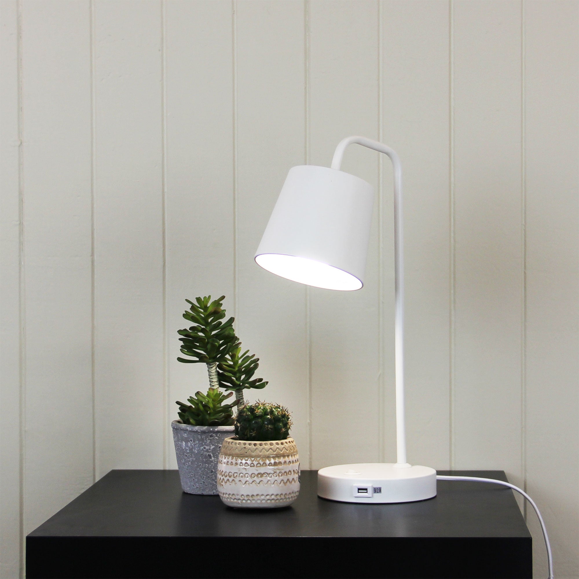 Henk Metal Desk Lamp with USB Socket styled in a room