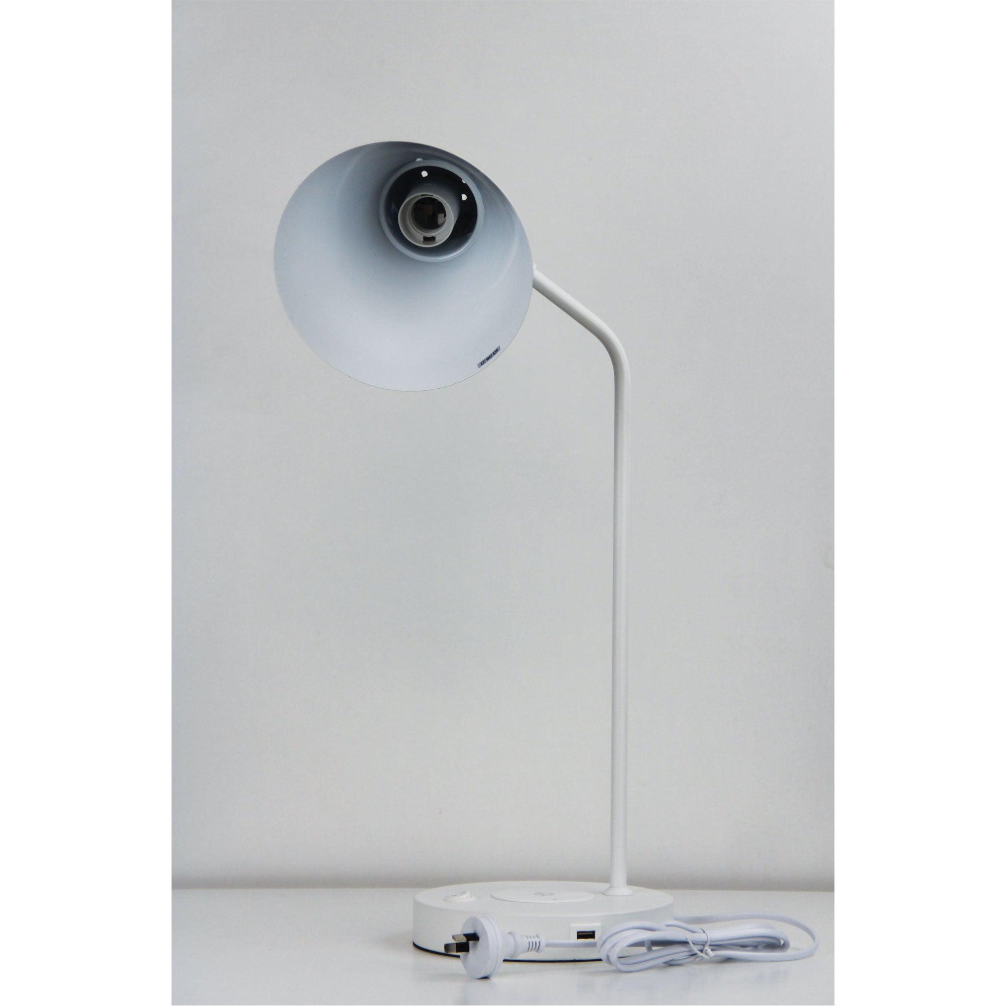 Targa White Desk Lamp with USB and wireless charging product image 4