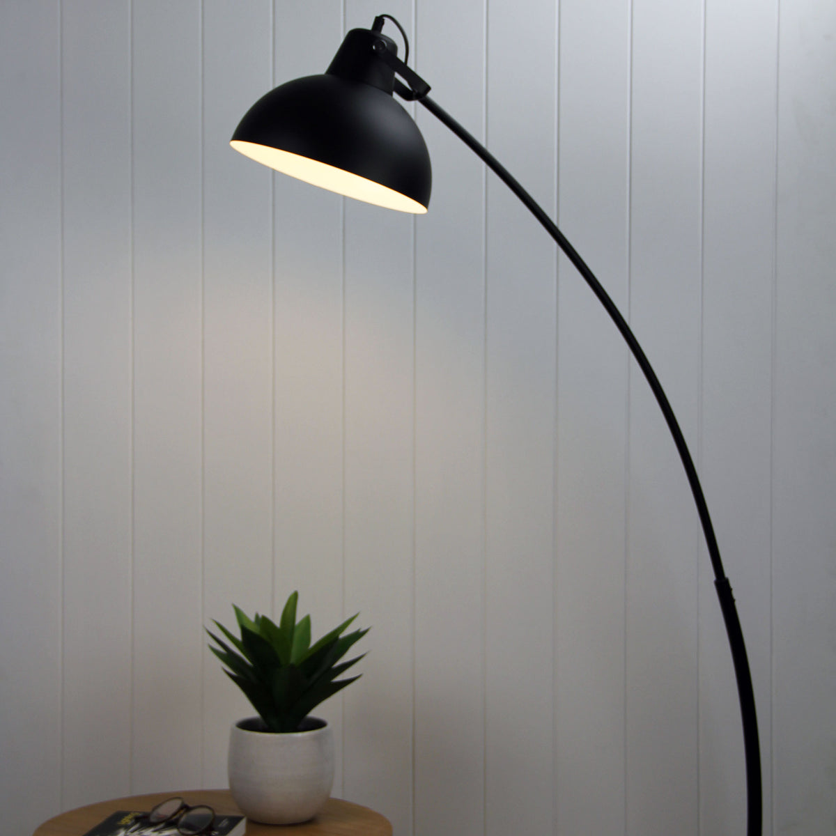 Lago Black Floor Lamp styled in a room
