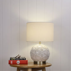 Ariel Ceramic Table Lamp with Shade styled in a room