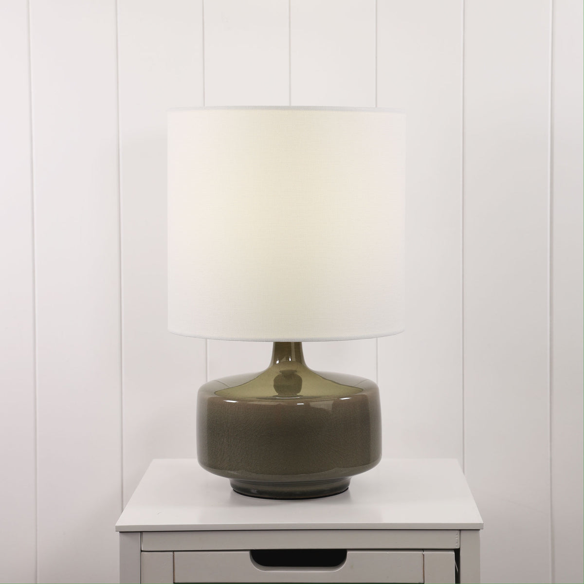 Fawn Ceramic Table Lamp styled in a room