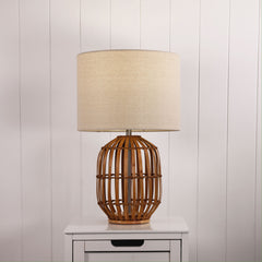 Tegal Bamboo Table Lamp styled in a room