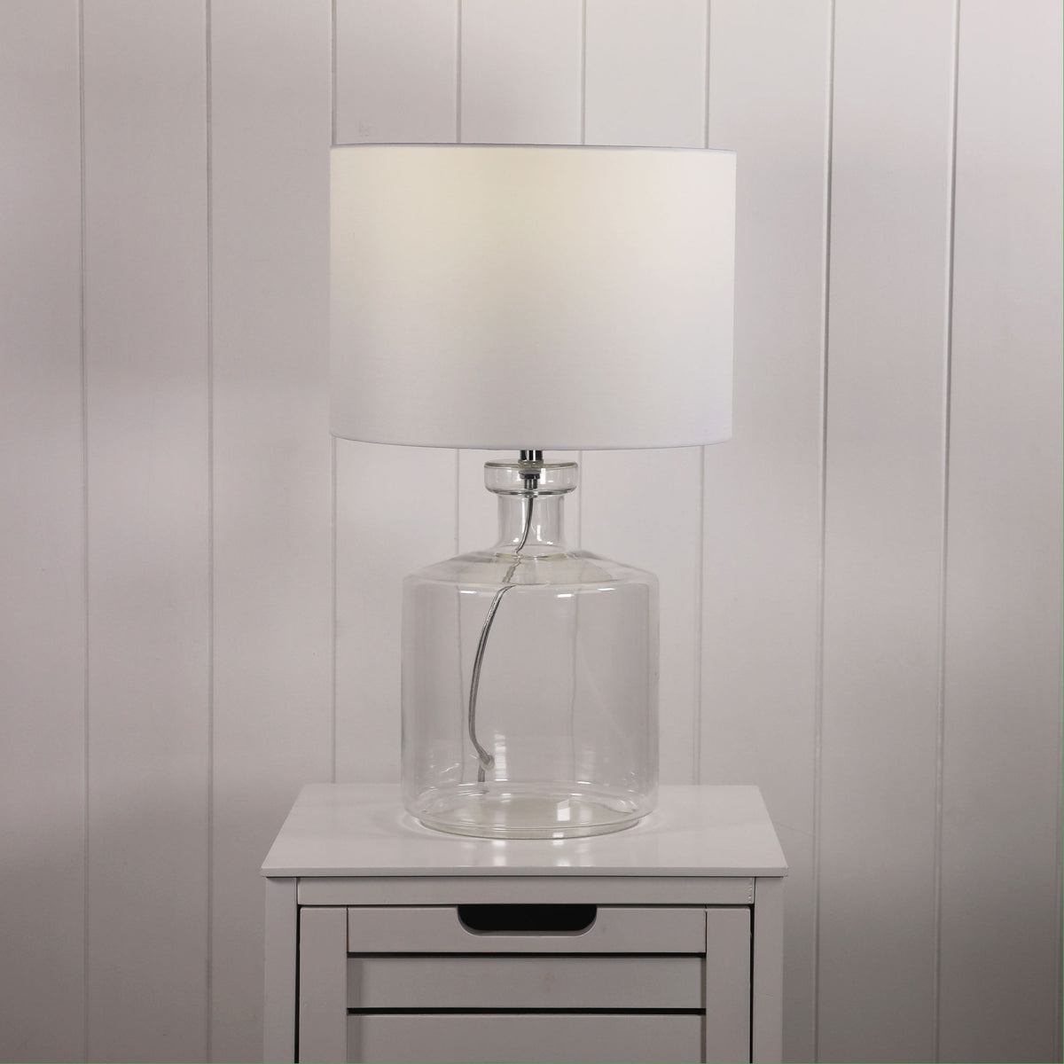 Fermo Glass Table Lamp styled in a room