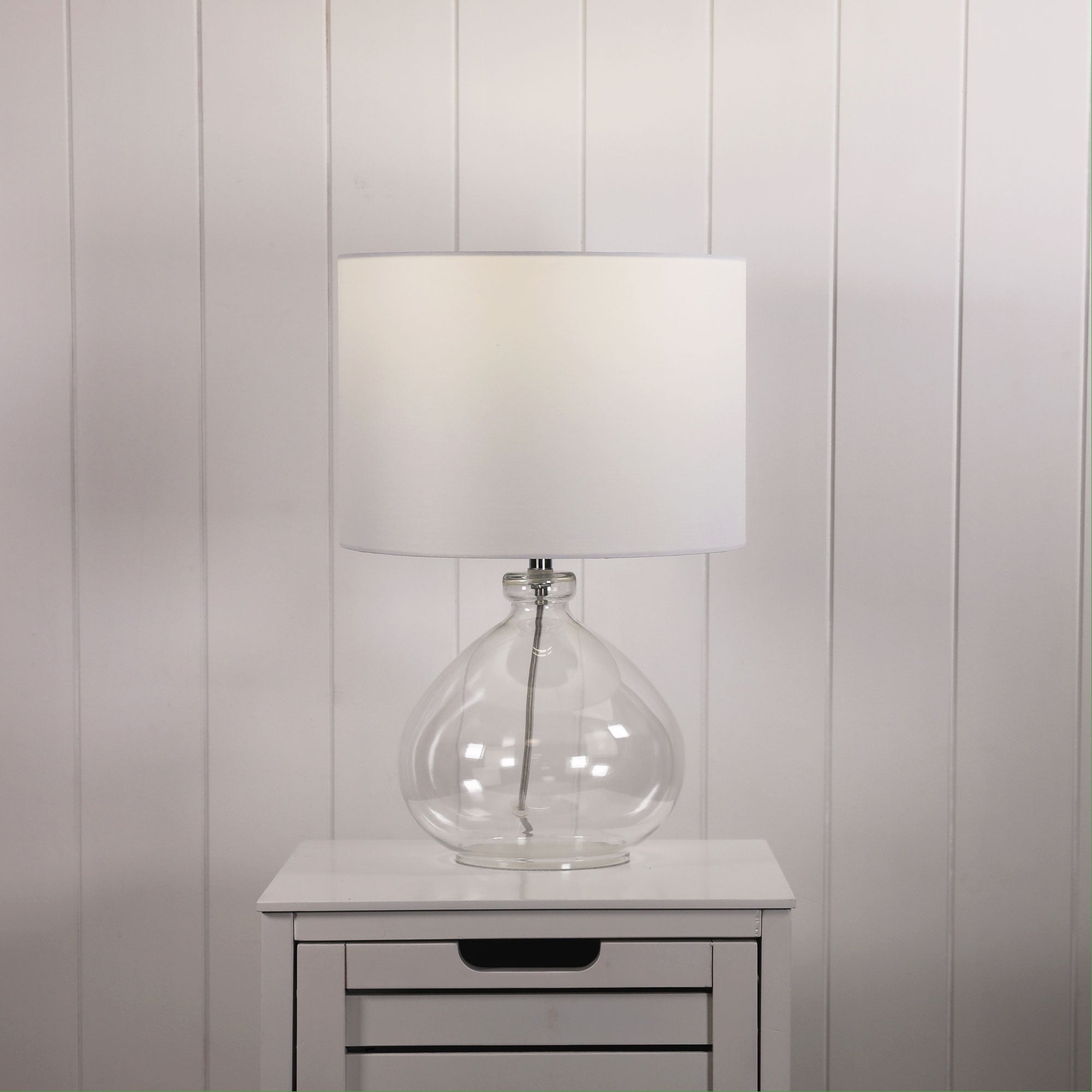 Melfi Glass Table Lamp styled in a room