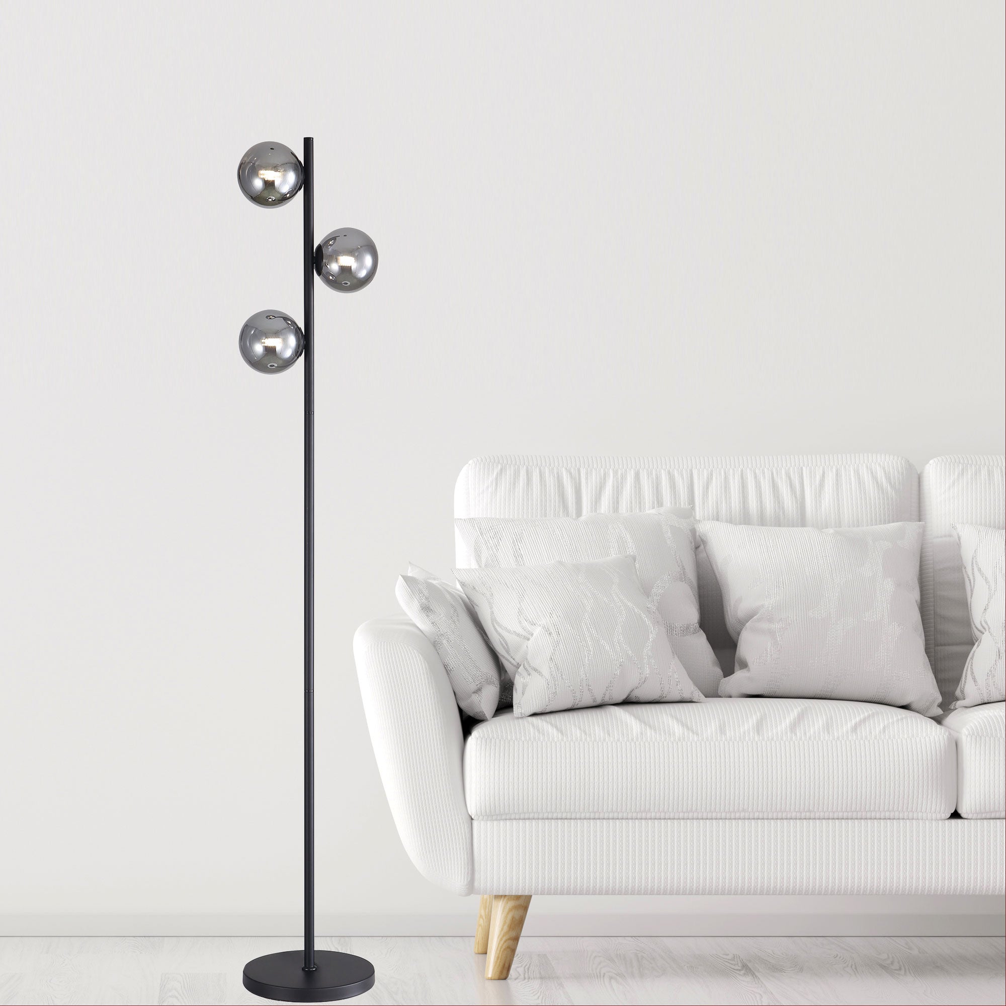 Valcross 3lt Decorative Floor Lamp with Smoke Glass Spheres product image 2