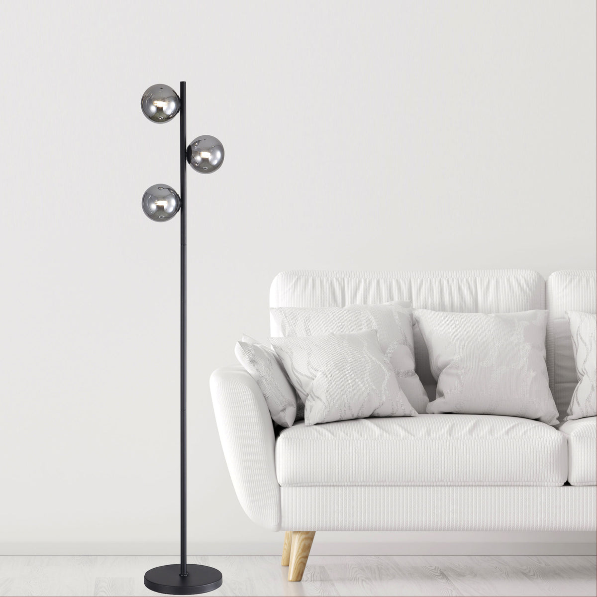 Valcross 3lt Decorative Floor Lamp with Smoke Glass Spheres product image 2