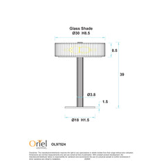 Gordon Ribbed Optic Glass Table Lamp product image 4