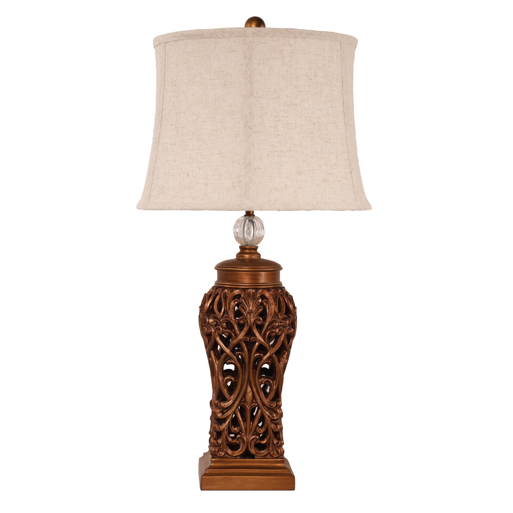 Dorne Classic Antique Cut Lamp with Harp Shade styled in a room