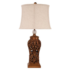 Dorne Classic Antique Cut Lamp with Harp Shade styled in a room