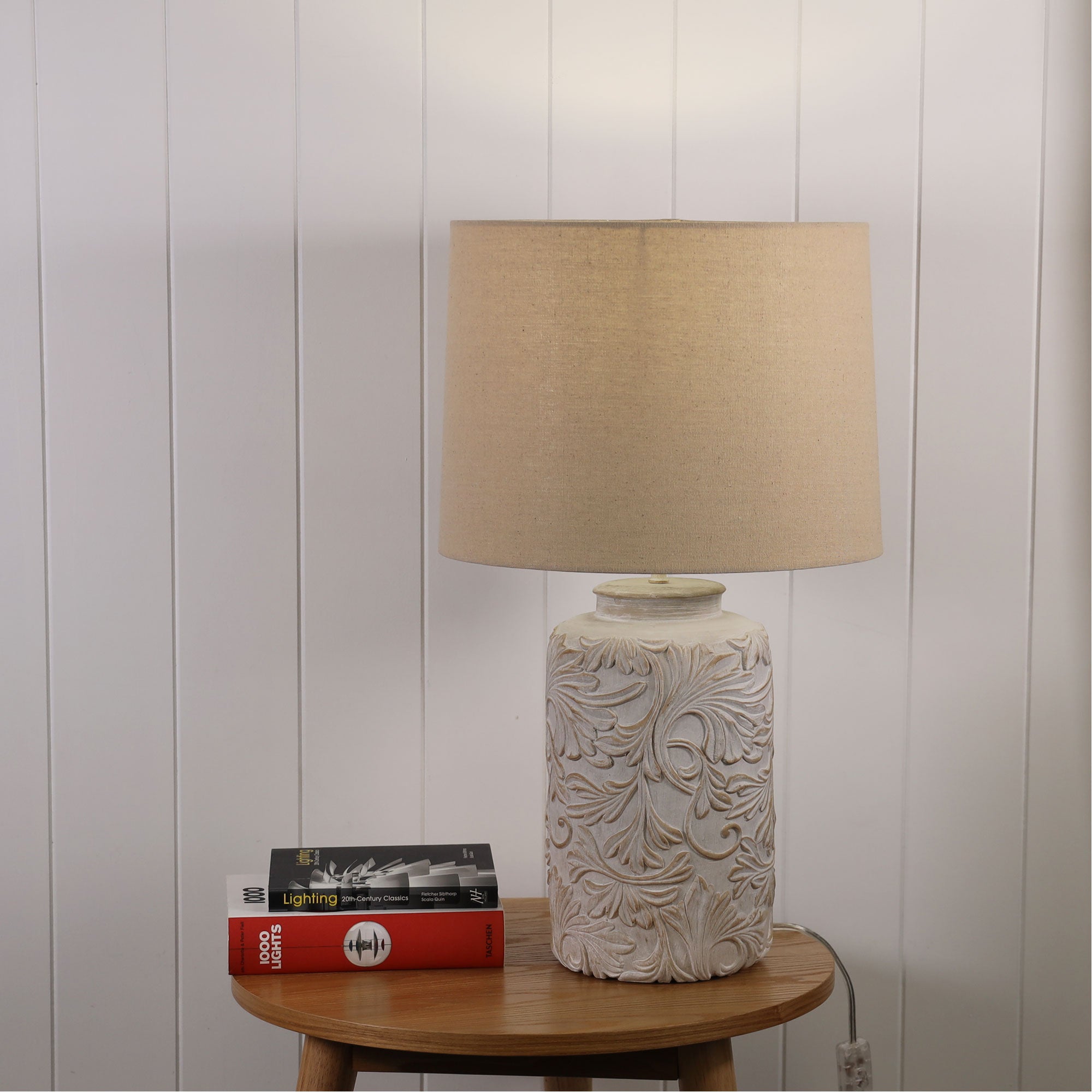 Andorra Romantic Embossed Floral Table Lamp styled in a room