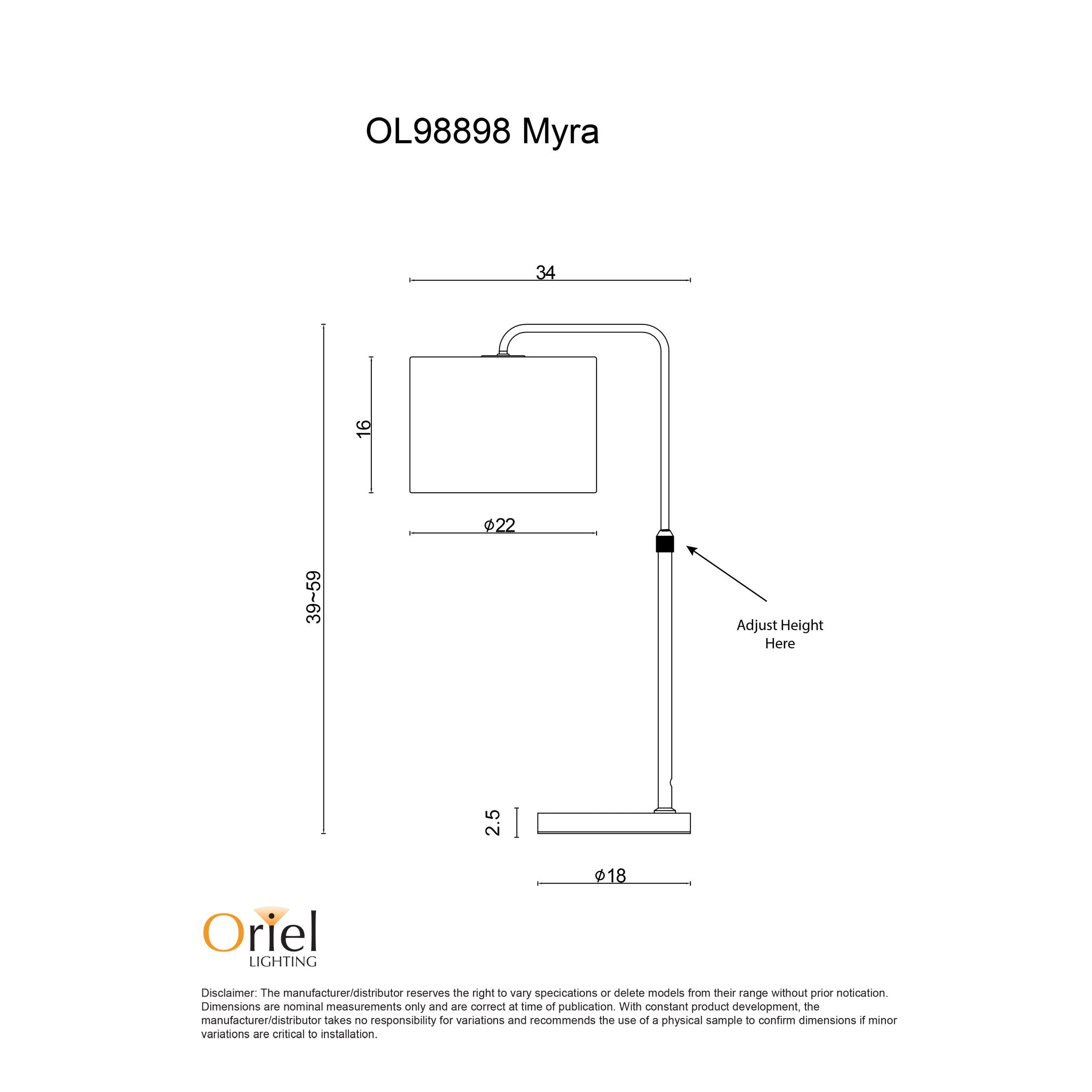 Myra Height Adjustable Table Lamp product image 6