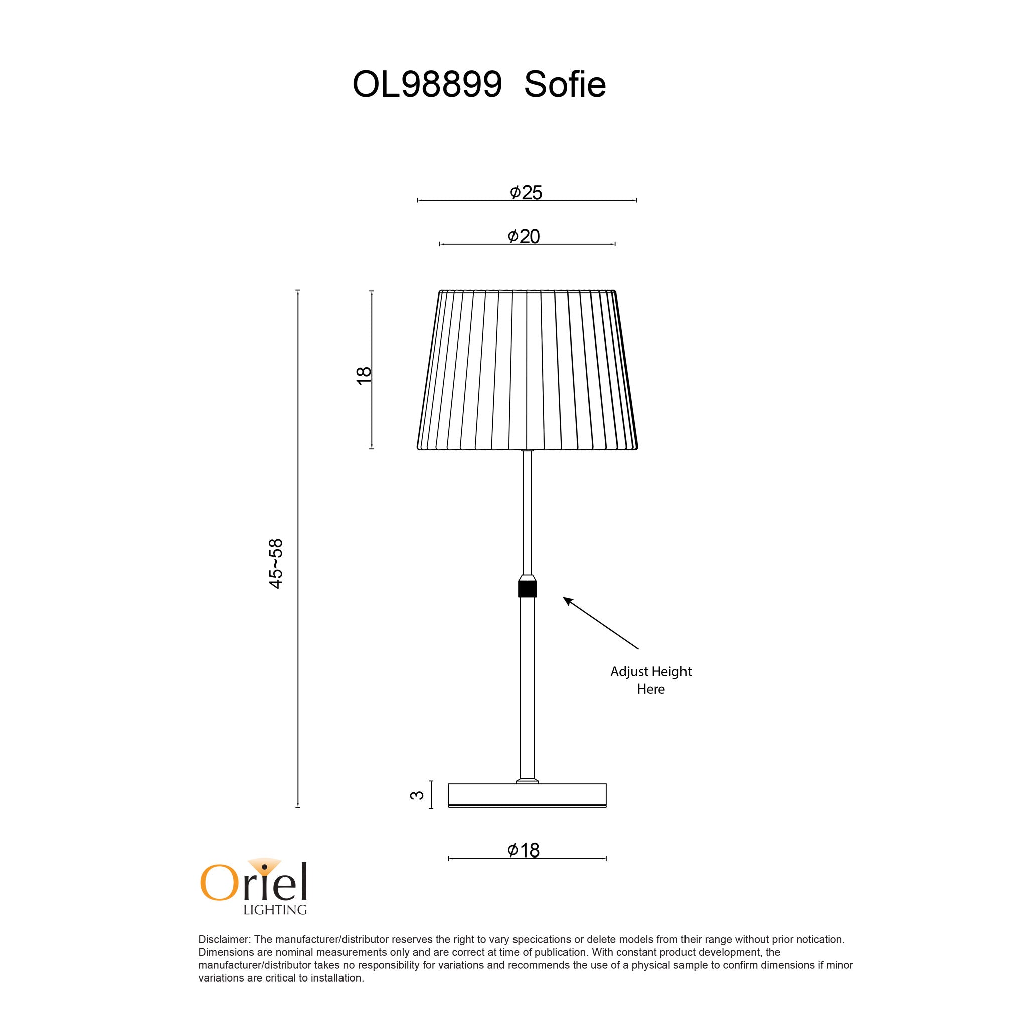 Sofie Height Adjustable Table Lamp product image 5