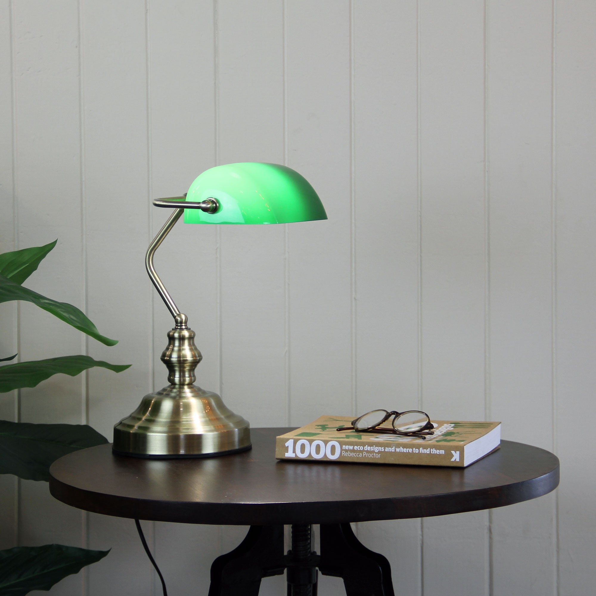 Bankers Touch ON/OFF Touch Lamp Antique Brass styled in a room