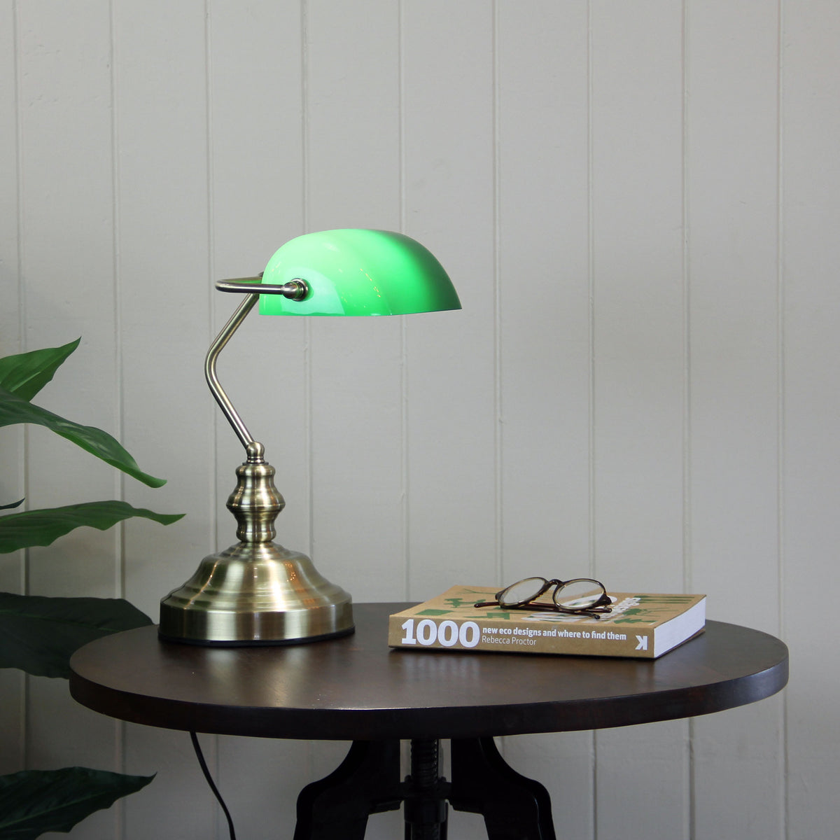Bankers Touch ON/OFF Touch Lamp Antique Brass styled in a room