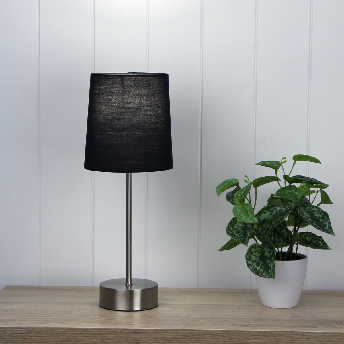 Lancet ON-OFF Touch Lamp Black Shade styled in a room