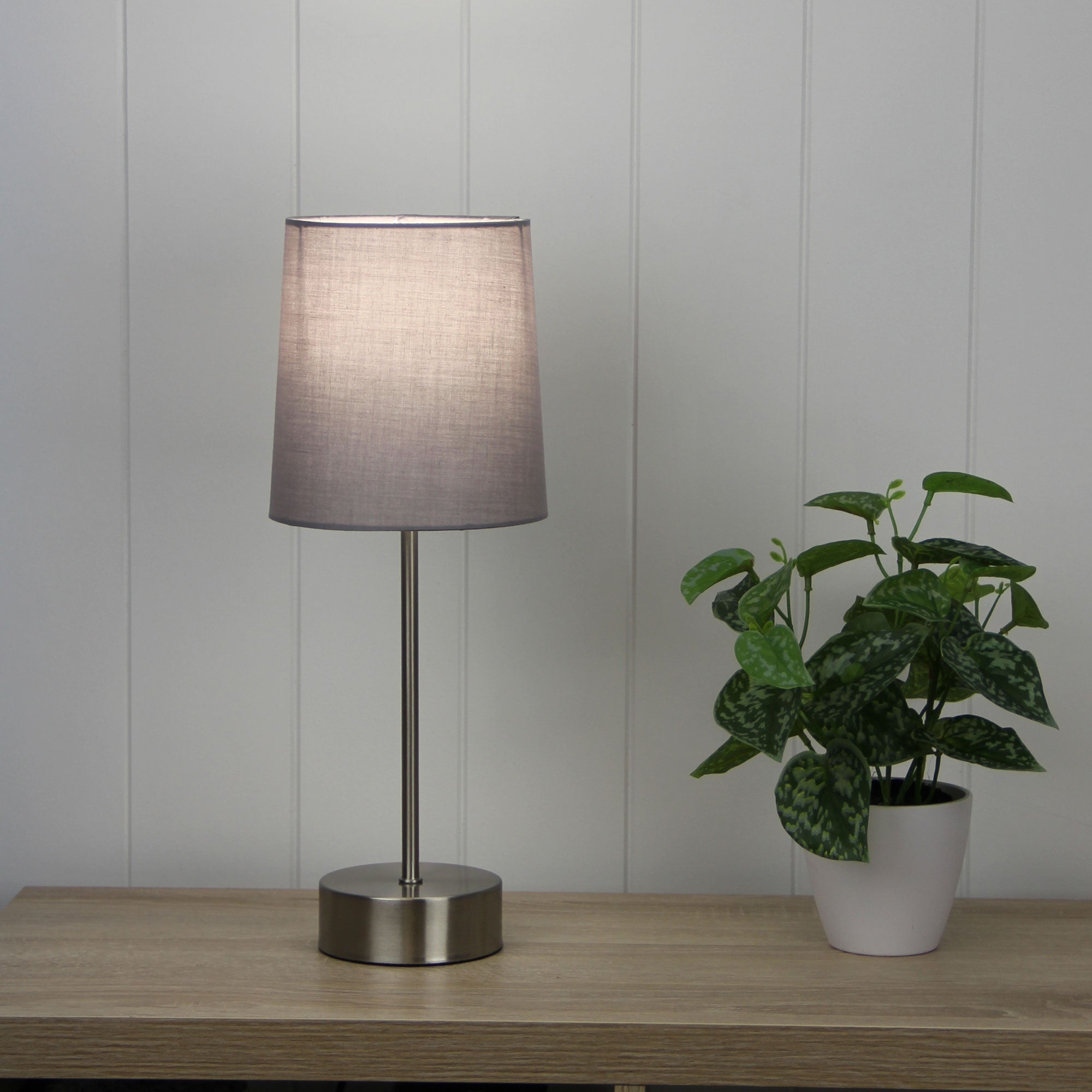 Lancet ON-OFF Touch Lamp Grey Shade styled in a room