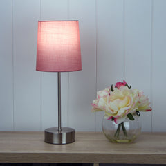 Lancet ON-OFF Touch Lamp Pink Shade styled in a room
