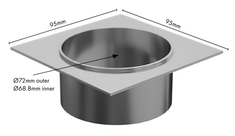 Aluminium  - Drain Outlet - 72mm Diameter - Satin Silver