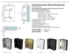 Brushed Brass / Satin Gold Frameless Wall to Wall Shower Screen with wall brackets
